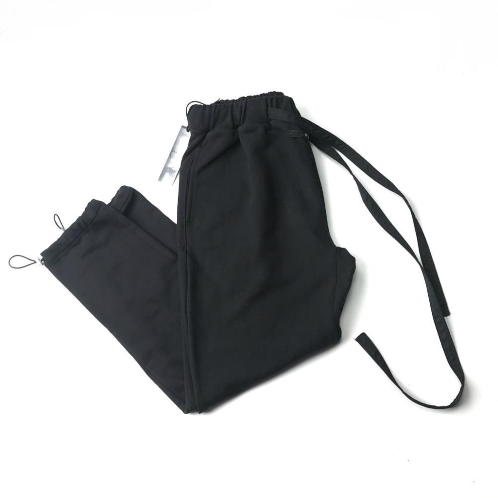 

Best Heavy Cotton Trousers Winter Thick Sweatpants Patch At Front, Black