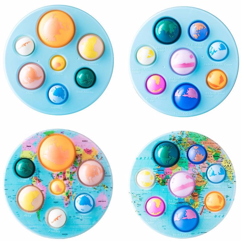

Seven Continents Eight Oceans Fidget Toy Push Bubble Anti Stress Relief Toy for Children Adults Desk Sensory Auti