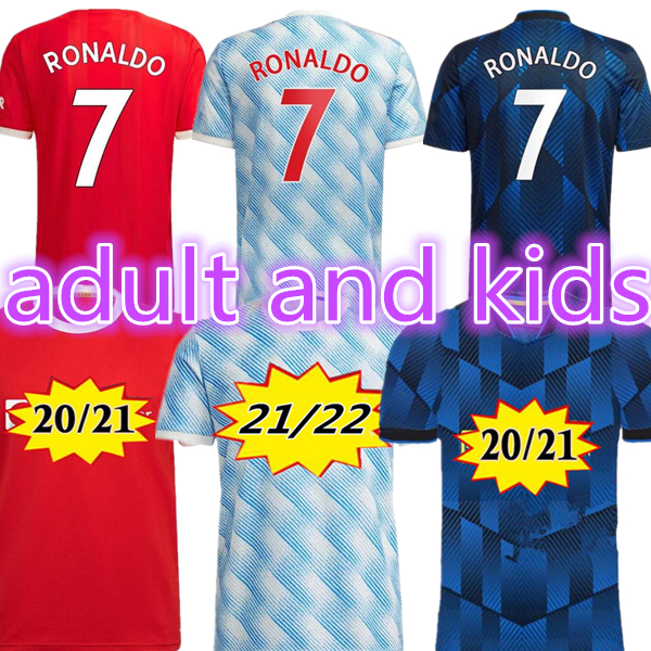 

21 22 RONALDO SHAW SANCHO Manchester soccer jerseys Man BRUNO FERNANDES VARANE MARTIAL RASHFORD football shirt 2022 men + kids kit set