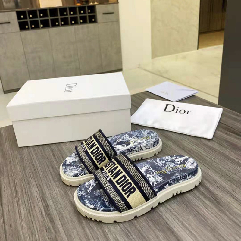 

DIOR Women Men Flat Sandals In Paris Slides Slippers Size 36-45, Black