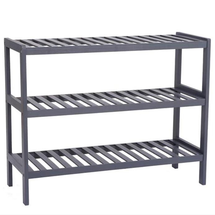 

100% Bamboo Shoe Rack Bench Storage 3-Layer Multi - Functional Cell Shelf Can Be Used For Entrance Corridor Bathroom Living Room Gray