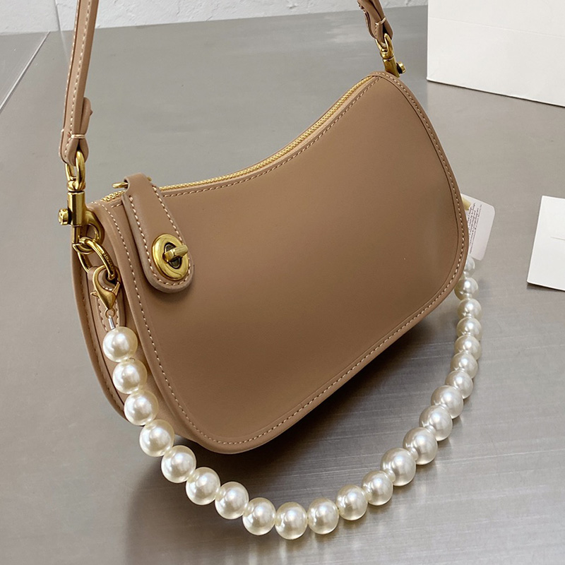 

Designer Women Swinger Luxurys Designers Bags New-York Pochette Double Pearls Chain Crossbody Shoulder Bag Messanger Handbags Genuine Leathe