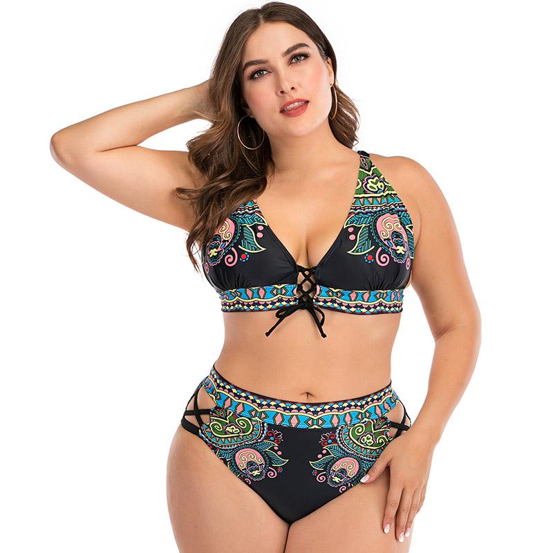 

Bikini 2021 Plus Size 2 Pieces Sets Luxury Two Piece Designer Swimsuit Bathing Suit Swimwear Print Swimming For Women Women's