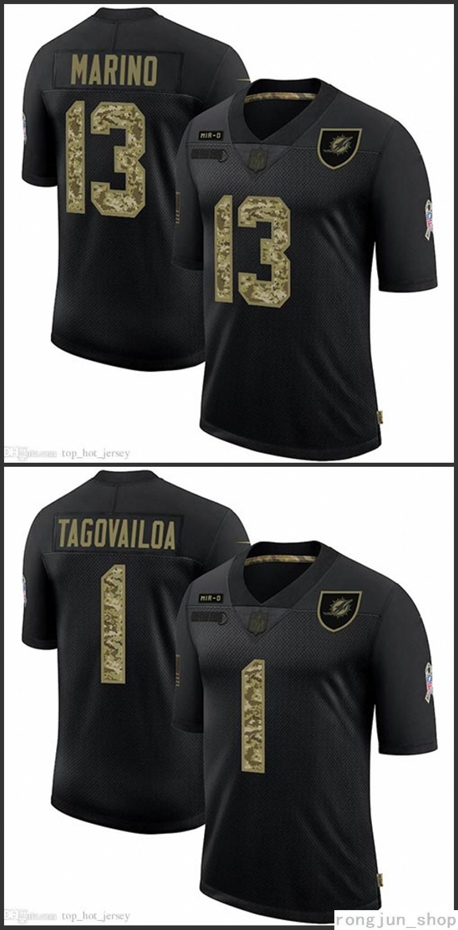 

Top Quality MiamiDolphinsMen #1 Tua Tagovailoa 13 Dan Marino Black Camo Salute to Service Women Youth Limited Jersey, Black;red