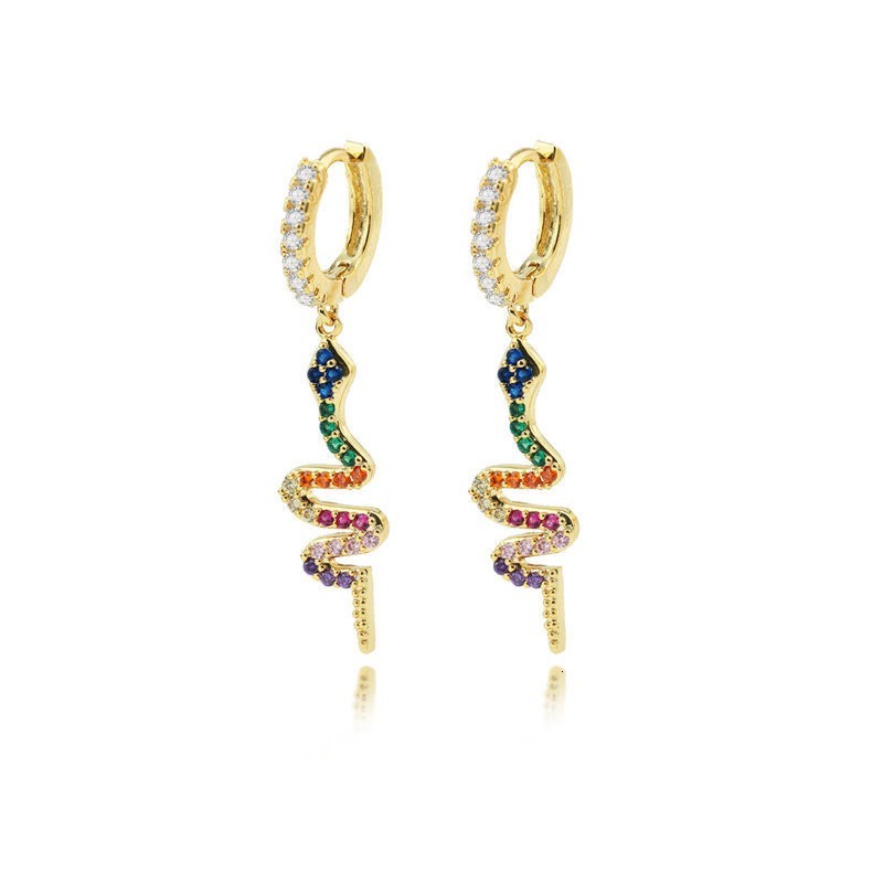 

dangle dangling snake charm raiow cz paved drop cz hoop elegance women earring sexy animal trendy Jewelry wholesale 357 N2, Golden;silver