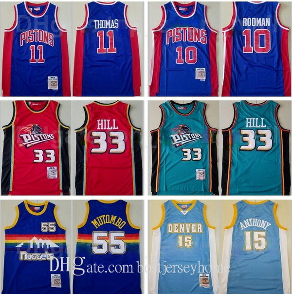 

Top Mitchell Ness Basketball Jersey Dennis Rodman 10 Isiah Thomas Jersey 11 Grant Hill 33 Dikembe Mutombo 55 Carmelo Anthony 15 Throwback, Black;red