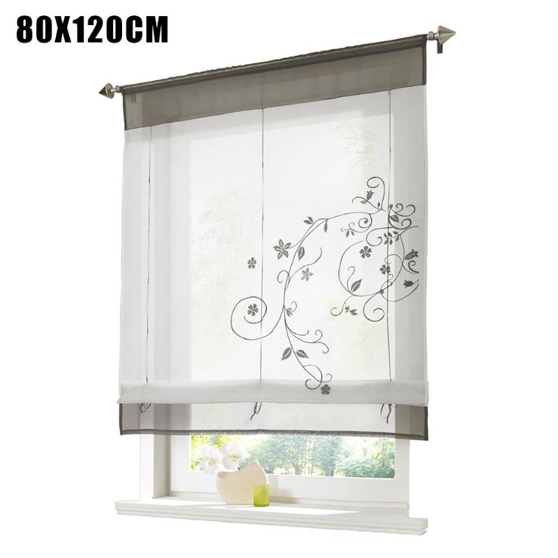 

Curtain & Drapes Home Decor Rod Pocket Blinds Panel Floral Embroidery Pastoral Short Bedroom Window Shade Living Room Roman Office