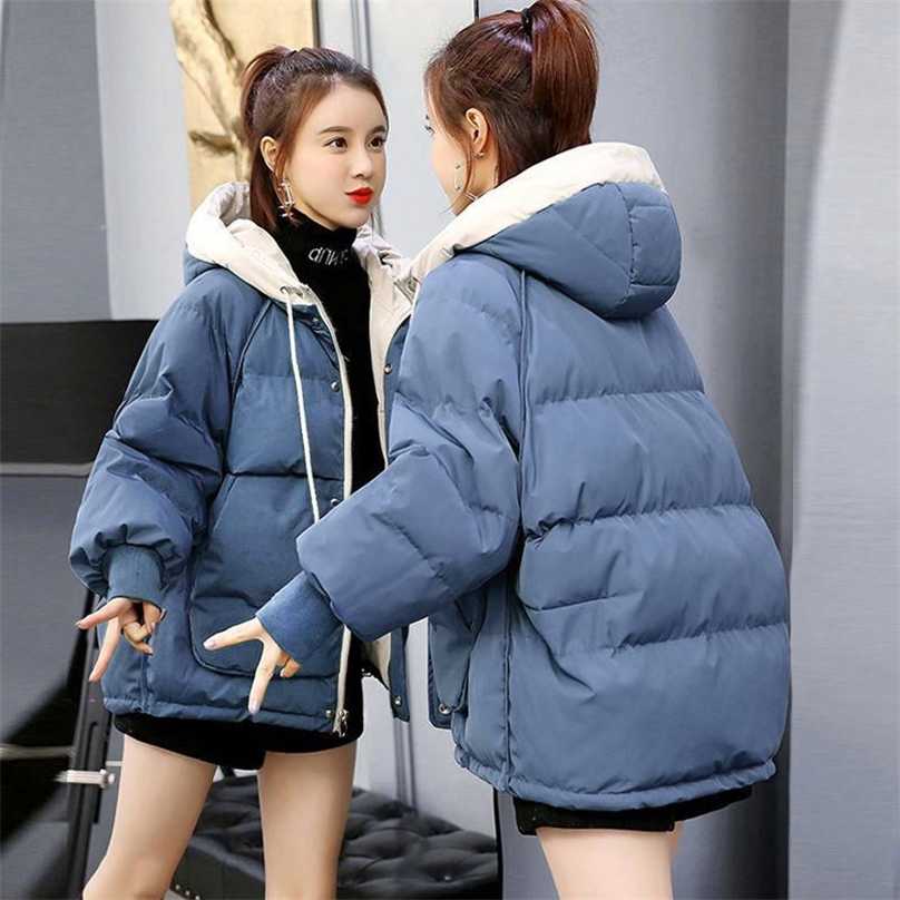 

Women' Coats Winter Parkas Jacket Fashion Hooded Bread Service Jackets Thicken Warm Cotton Padded Parka Female Outwear 211018, Purple