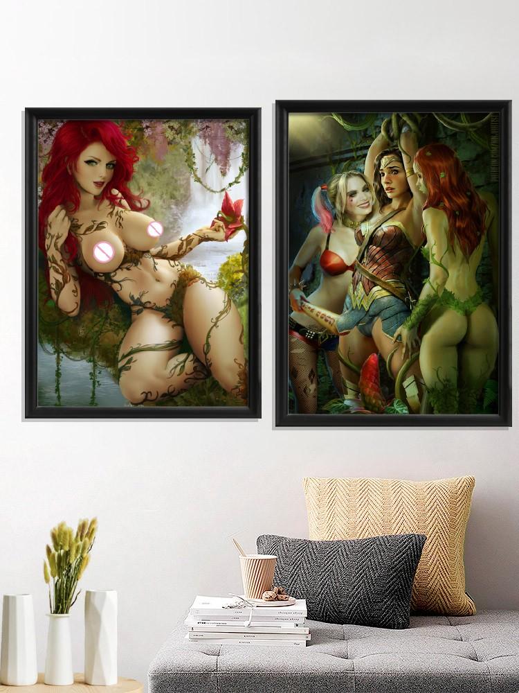 

Paintings Poison Ivy DC Cartoon Sexy Nude Girl Anime Poster Wall Home Prints Decor Canvas Art Silk For Living Room