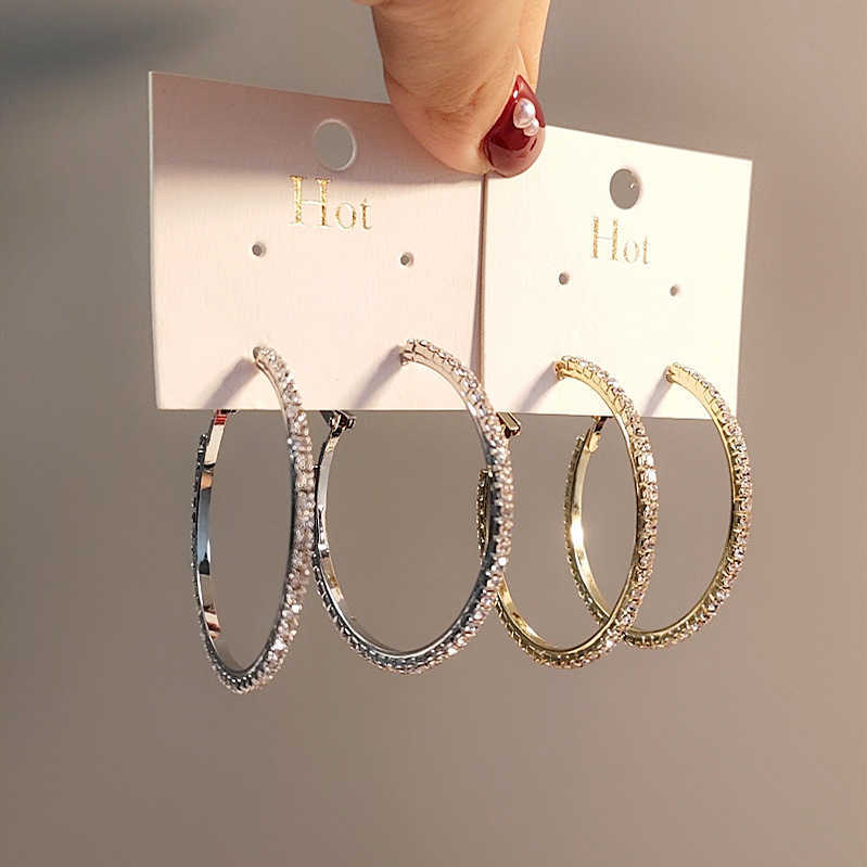 

Fashion New Trendy Rihanna Style Big Large Gold Plated Diamond Hoop Earrings