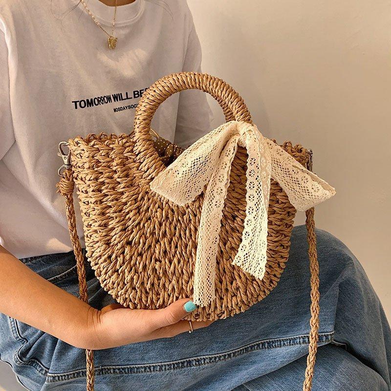 

Waist Bags Straw Bag Women's 2021 Hand Woven Literature And Art Leisure Fold One Shoulder Messenger