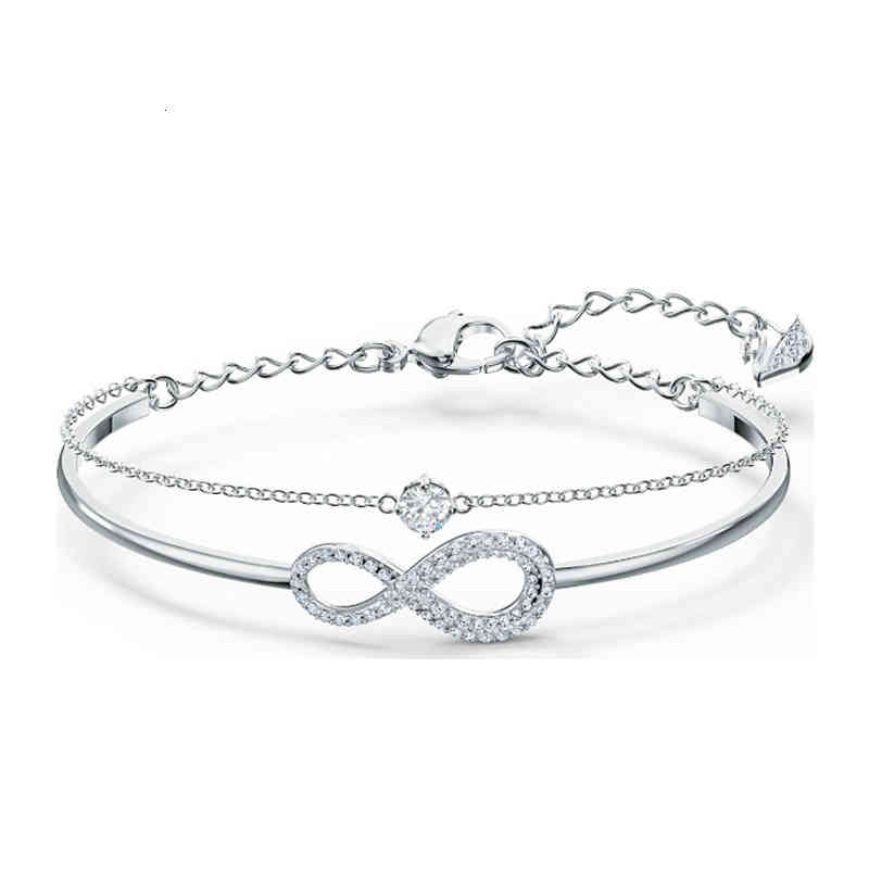 Bangles Bracelets Shi Family Eternal Love Double Layer Bracelet Female Swarovski Element Crystal 8-character Infinite Bracelet Ring-image-739102891