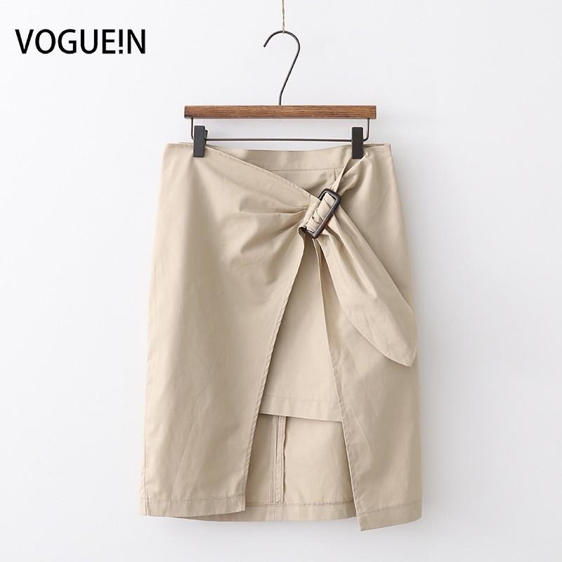 

Skirts VOGUEIN Womens Elegant Fashion Beige Asymmetrical Mini Skirt Hasp Wholesale