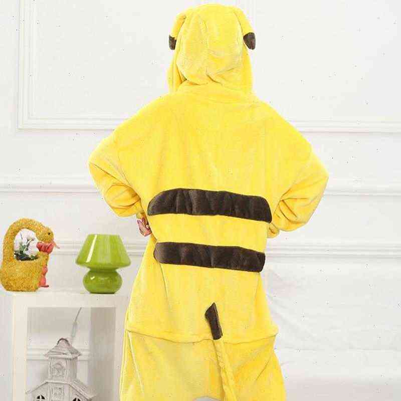 

kigurumi yellow cartoon pajamas sets women sleepwear flannel hood animal winter onesies nightie pyjamas homewear, Black;red