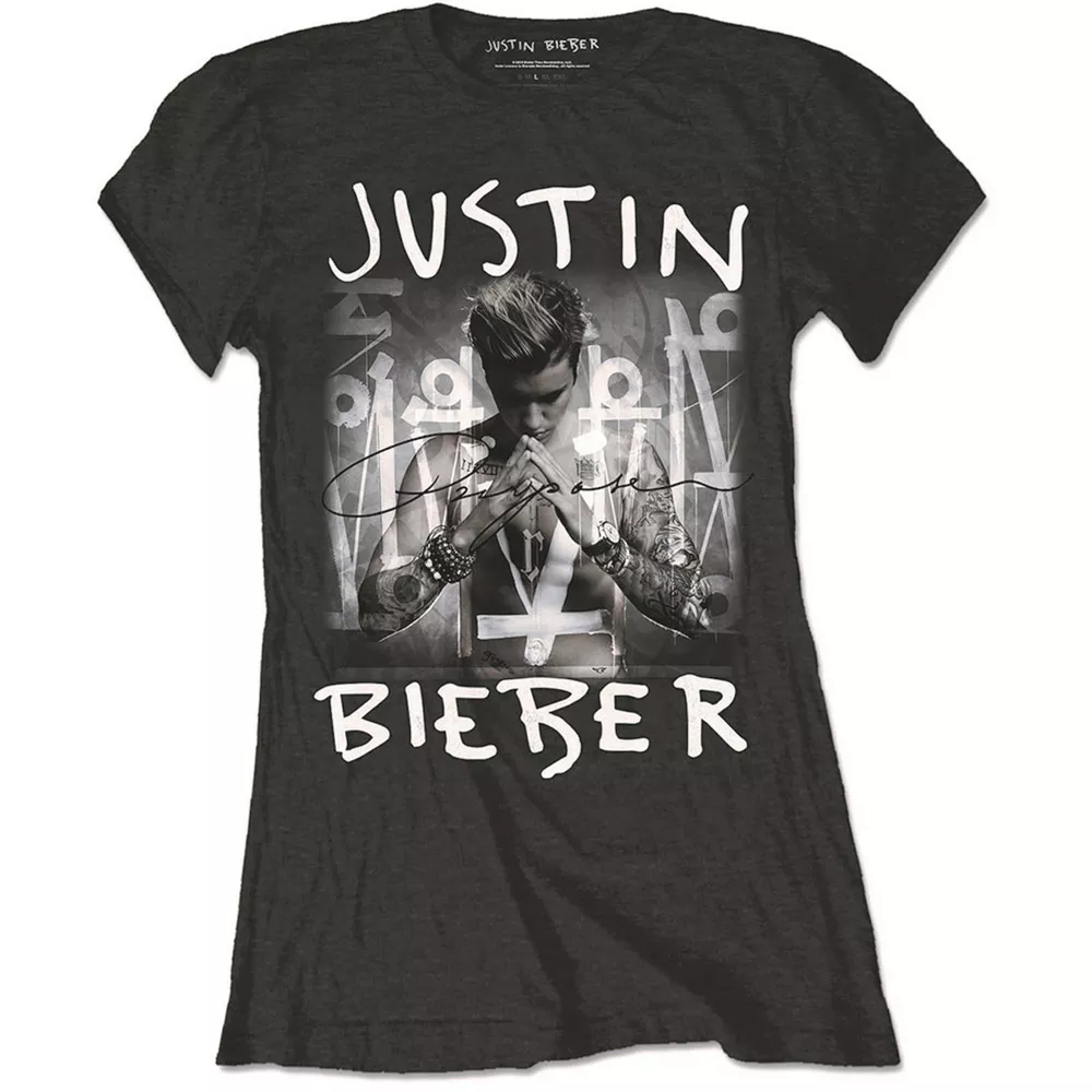 

Ladies Justin Bieber Purpose Rock Licensed Tee T-Shirt Womens, White;black