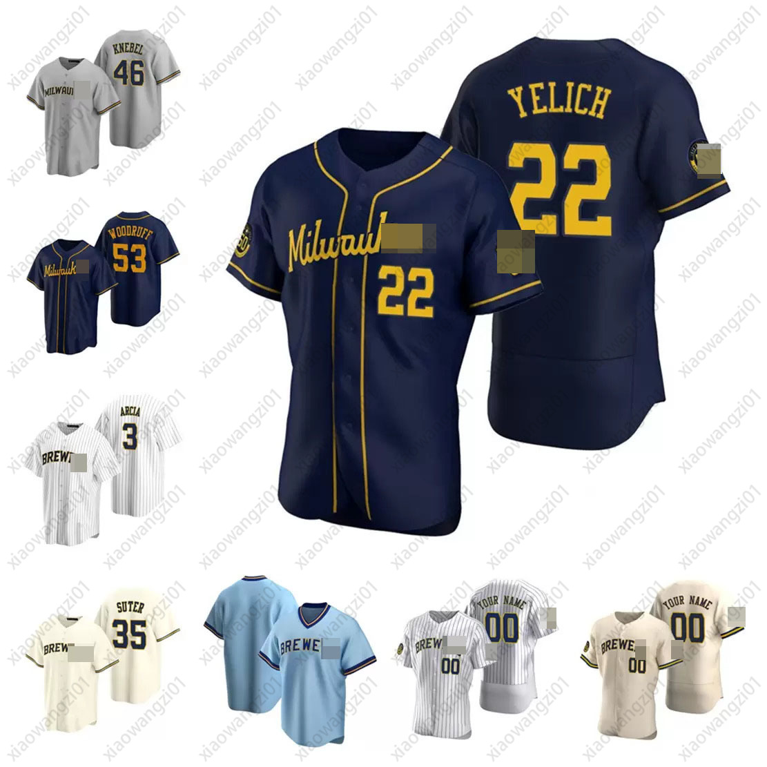 

Custom 2021 jersey 22 Christian Yelich 53 Brandon Woodruff 35 Brent Suter 71 Josh Hader Men Women youth Baseball Jerseys