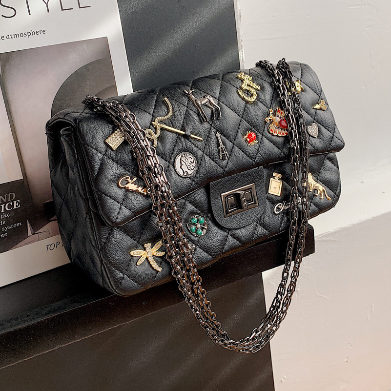 

Luxury Brand Handbags 2021 Womens Winter Fashion Small Shoulder Crossbody Bag Famous Designer Chain PU Leather Vintage Flap Bag, Red;black