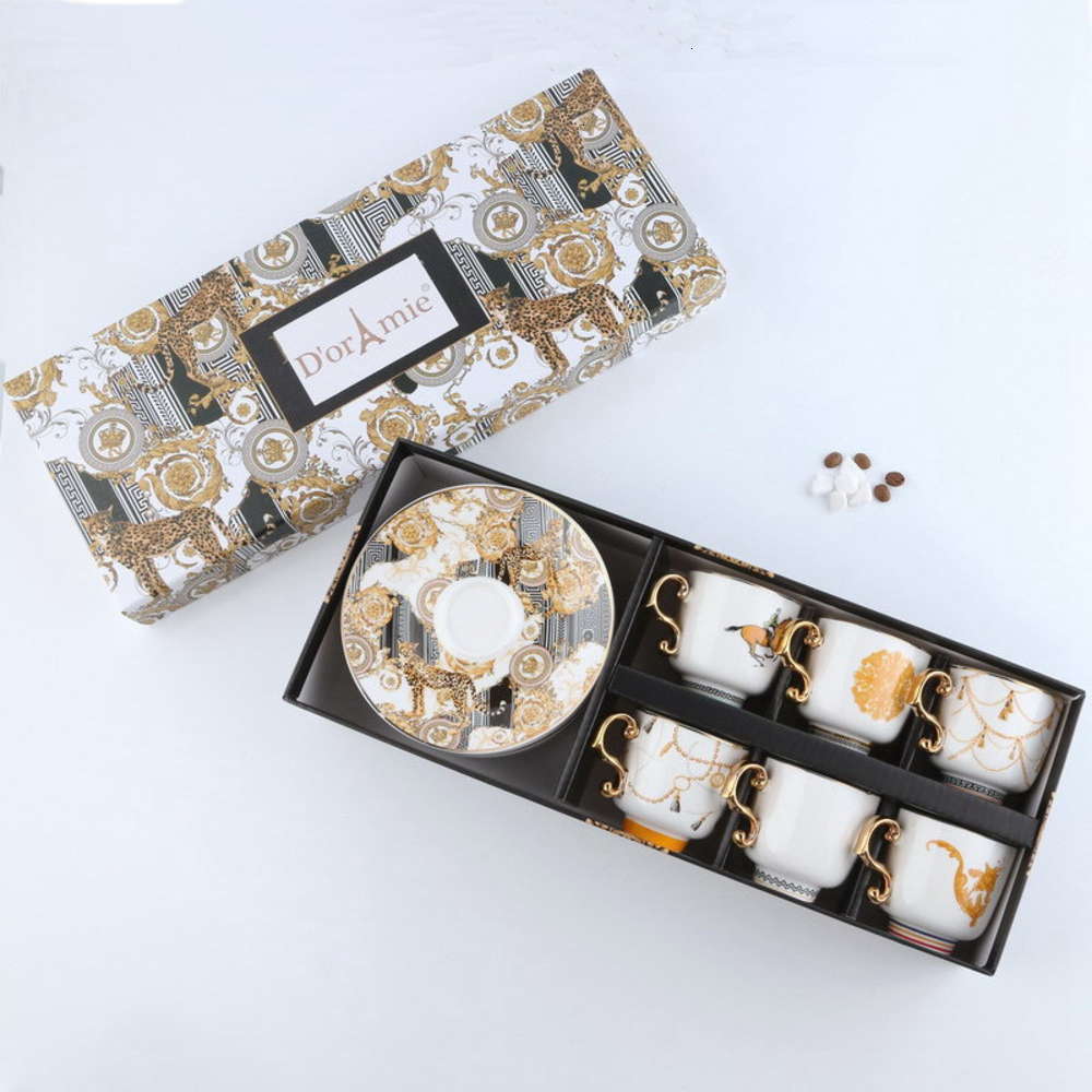 

Small Light Luxury Turkish Coffee Cup 6-piece Set Ceramic Plate Compact Mini Cup