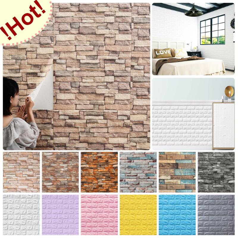 

Wall Stickers 3D Brick Sticker Strong Three-dimensional 77*70cm Monochrome And Retro Adesivos De Parede Paper Bring The Fun Of Home Life