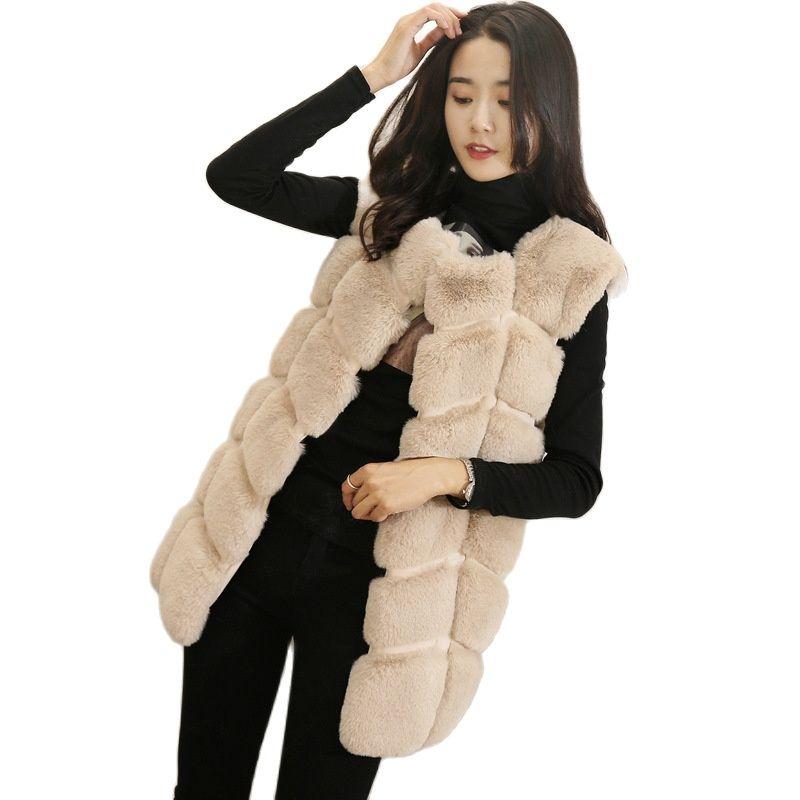 

Women's Fur & Faux 2021 European And American Female Autumn Winter Clothing High Imitation Vest Lady Coat, Black