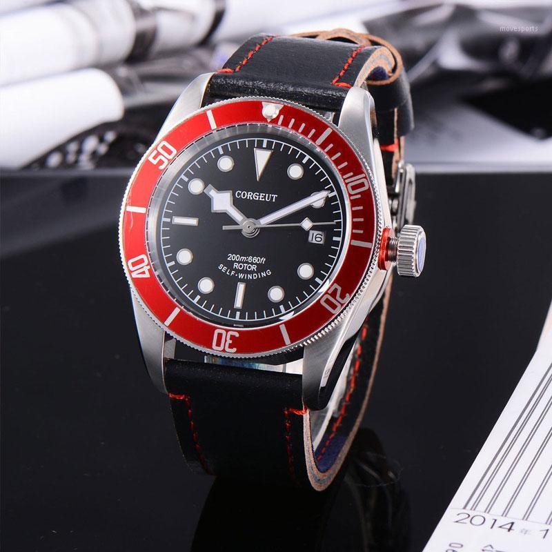 

Wristwatches 41mm Black Dial Blue/black/red Bezel Sapphire Glass Luminous Mechanical Automatic Men Watch