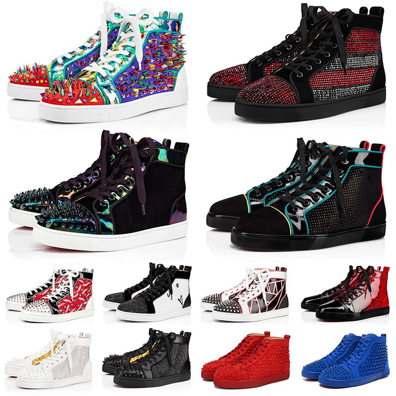 

Men Women Red Bottoms Loafers Dress Shoes Top quality Luxurys Designers Leather Suede Platform sneakers Party Lovers Wedding Trainers Vintage Authentic, B39 white leather spikes