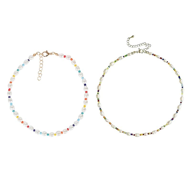

Pendant Necklaces Bohemian Colored Irregular Beads Pearl Neckband Handmade Ethnic Style Simple Accessories