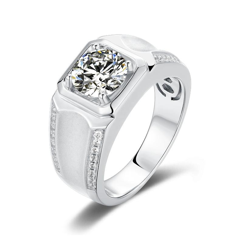 

Cluster Rings GEM'S BALLET Luxury 925 Sterling Silver 8mm Moissanite Men Modern Ring For Anniversary 2021 Father's Day Gift, Golden;silver