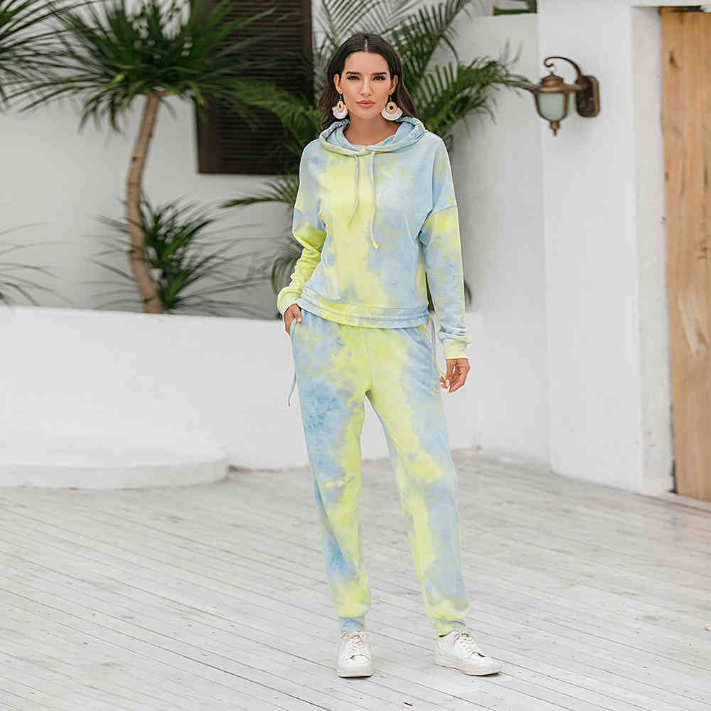 

Tracksuit Women Clothing Two Piece Set Pants And Top Tie Dye Lounge Wear Ropa Mujer Autumn Winter Femme 2 Pieces Sweat Suit 210521