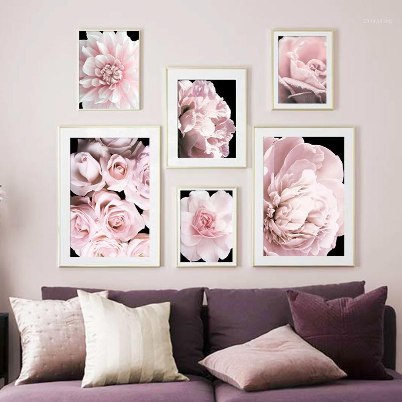 

Paintings Pink Petal Dahlia Daisy Rose Nature Plant Nordic Posters And Prints Wall Art Canvas Painting Pictures For Home Design Bedroom