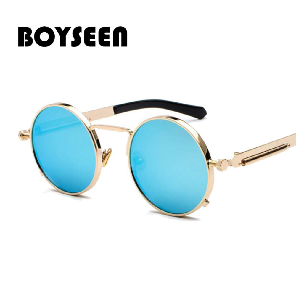 

brand boys around steampunk sunglasses men and women retro design mirror lenses high-end quality more color, Black