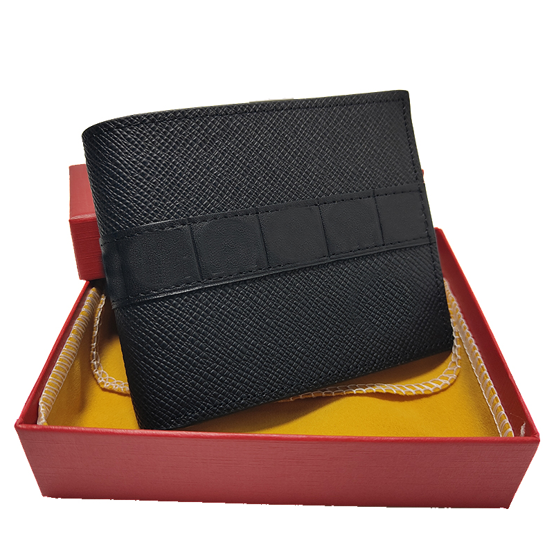 

Italy Mens Wallet Credit Card Holder Portable Cash Clip Black High Quality Leather Foldable Craft With Box Set purse