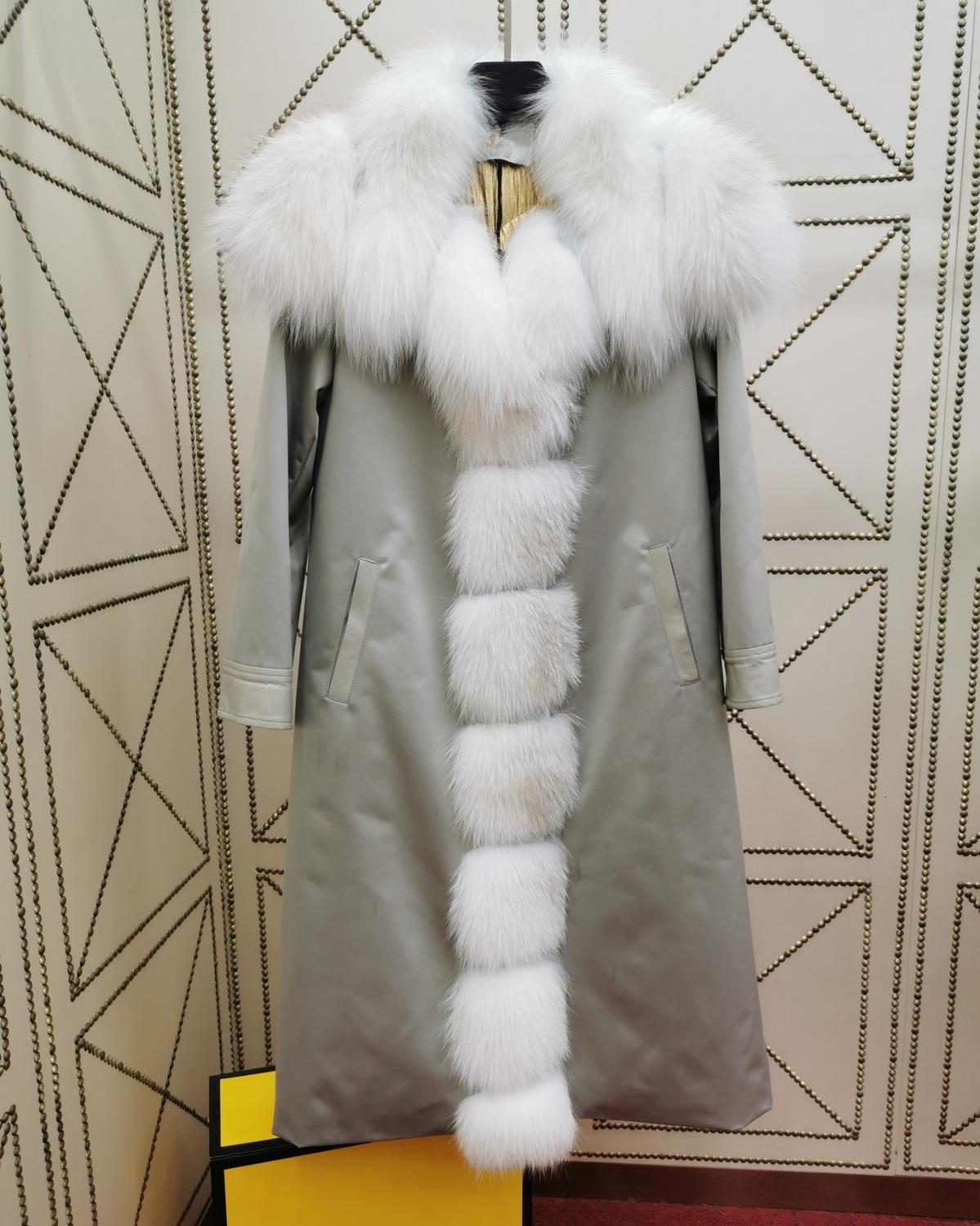 

Women's Down & Parkas Women Real Fox Fur Coats 2021 Winter Luxury Collar Duck Jackets Big Lapel Warm White OCWD, Black