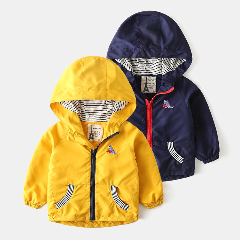 

Jackets Chaqueta Deportiva Impermeable Para NiÃ±os, Abrigo Con Cremallera Y Capucha, Estampado De Dinosaurio, A La Moda,, Blue;gray