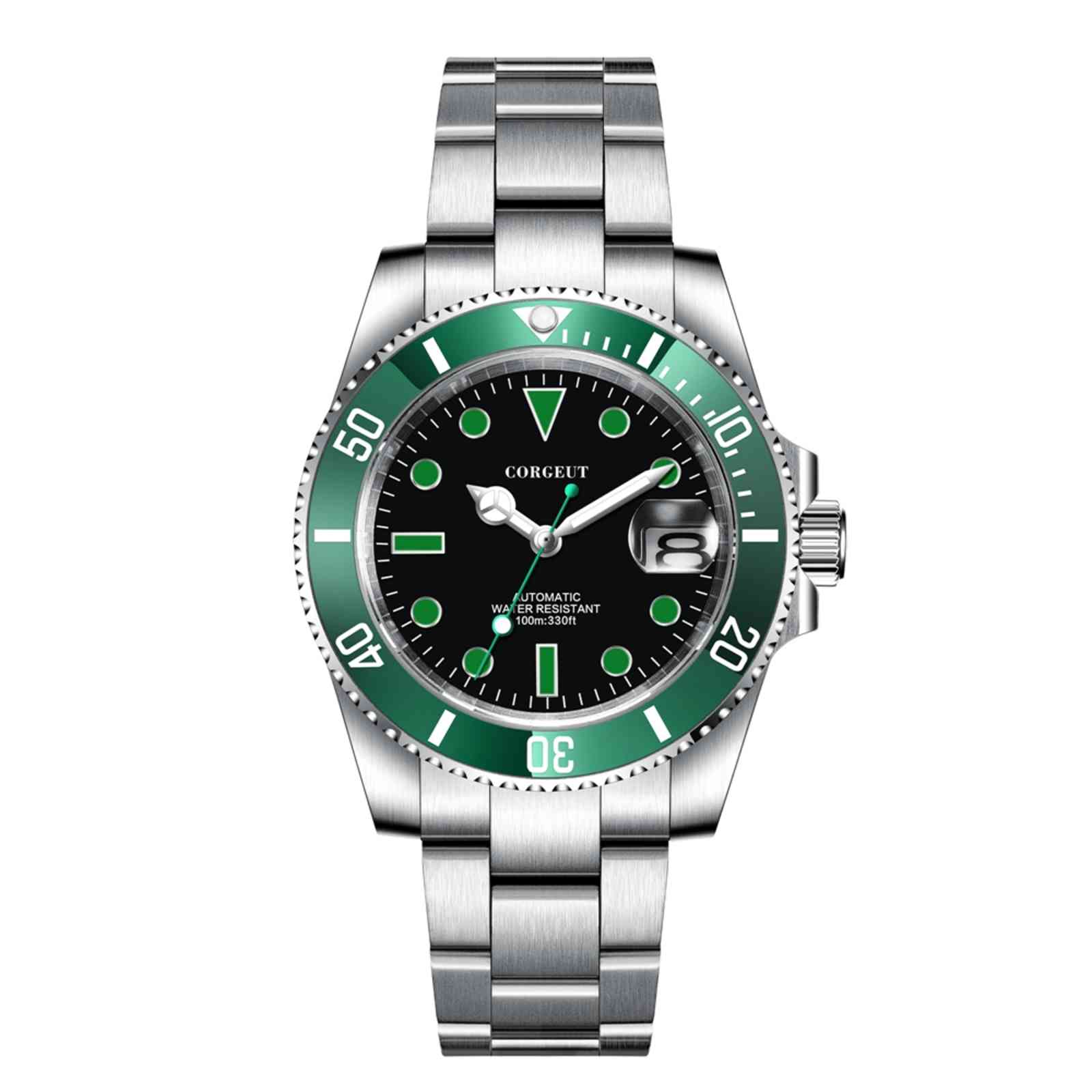 

40mm New Men Watches Top Brand Luxury Sapphire Ceramic Date 100M Waterproof Automatic Mechanical 316S Steel Male Clock CORGEUT, Watch 1