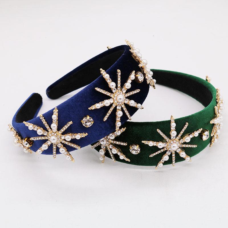 

Hair Clips & Barrettes Trend Luxury Baroque Crown Crystal Star Hairband Pearl Headband Headdress For Women Bridal Headpiece Wedding Jewelry, Golden;silver