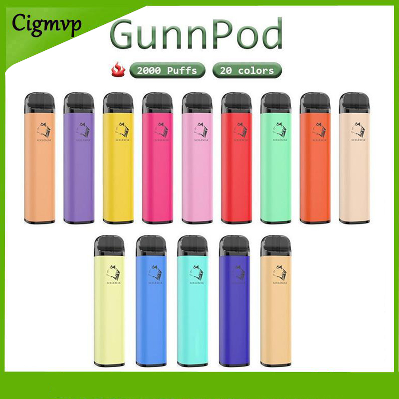 

GunnPod cigarette Disposable E-cigarettes Device Kit 2000 Puffs 1250mAh Battery Prefilled 8ml Pod Stick Vape Pen Authentic Vs kangvape