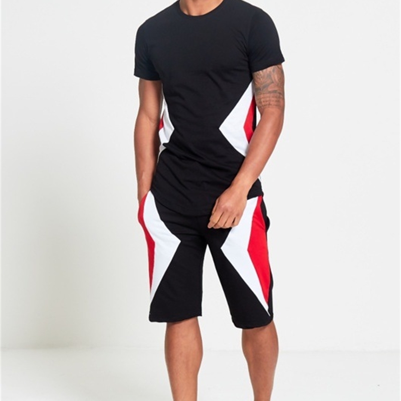 

Men's Tracksuits 2021 Short Sleeve Suit Outdoor Sports Leisure Color Contrast Fashion, Gray