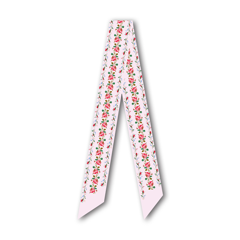 

Small Broken Flowers Skinny Hijab Women Foulard Bag Scarf Luxury Silk Head Scarves For Ladies Femme Bandana Hair Headband