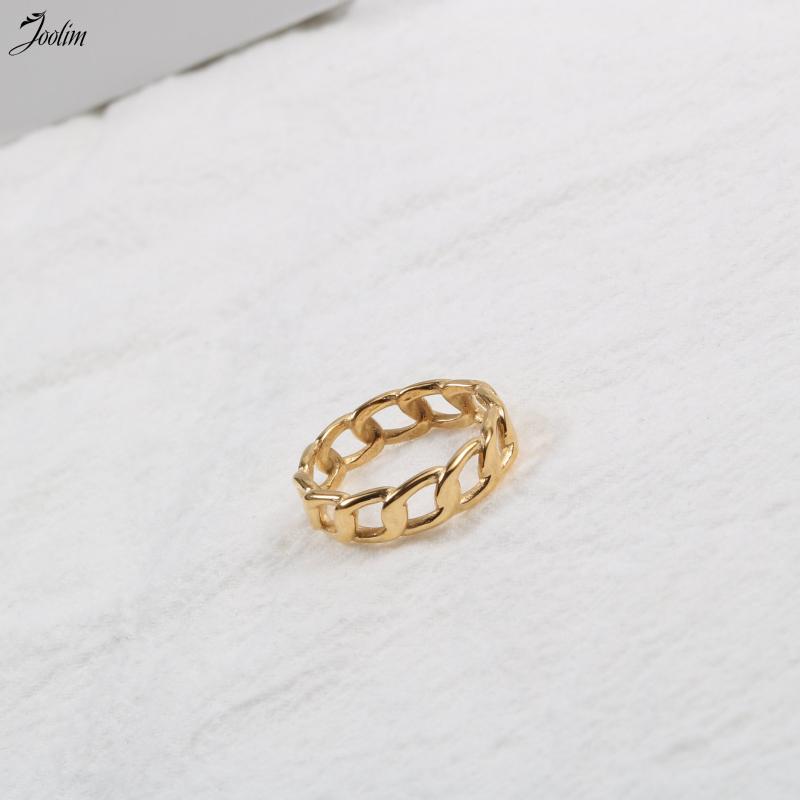 

Cluster Rings Joolim High End Gold PVD Symple Chain For Women Stainless Steel Jewelry Wholesale