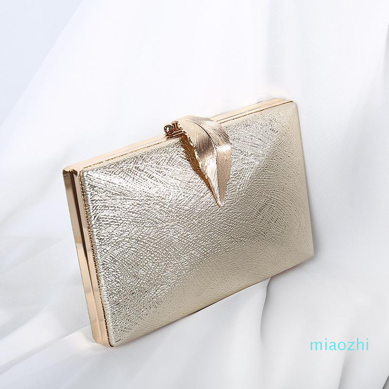 

Luxy Moon Women's Wedding Clutch Gold Ladies Handbag Party Purse For Bridal Metal Leaf Lock Shoulder Bag