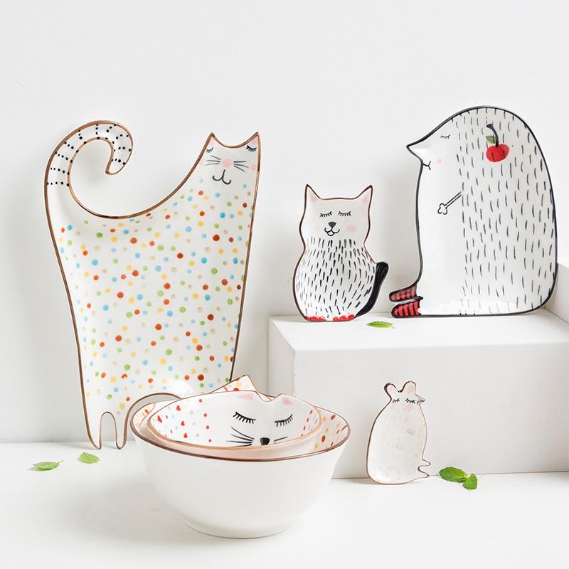 

Dishes & Plates Cartoon Animal Ceramic Plate Cute Children Breakfast Bowl Dish Dessert Fruit Snack Cutlery Kitchen Tableware