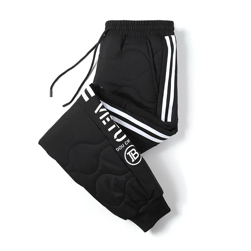 

Men's Pants KKSKY Striped Sport Winter Outdoor Cotton Sweatpants Man Polyester Thicken Trousers Hombre Fashion Letter Male, Black