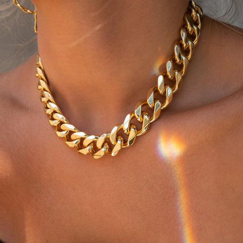 

Chains Hip Hop Punk Cuban Chain Thick Necklace Trend Lady Creative Personality Men And Women Same Jewelry Neckla