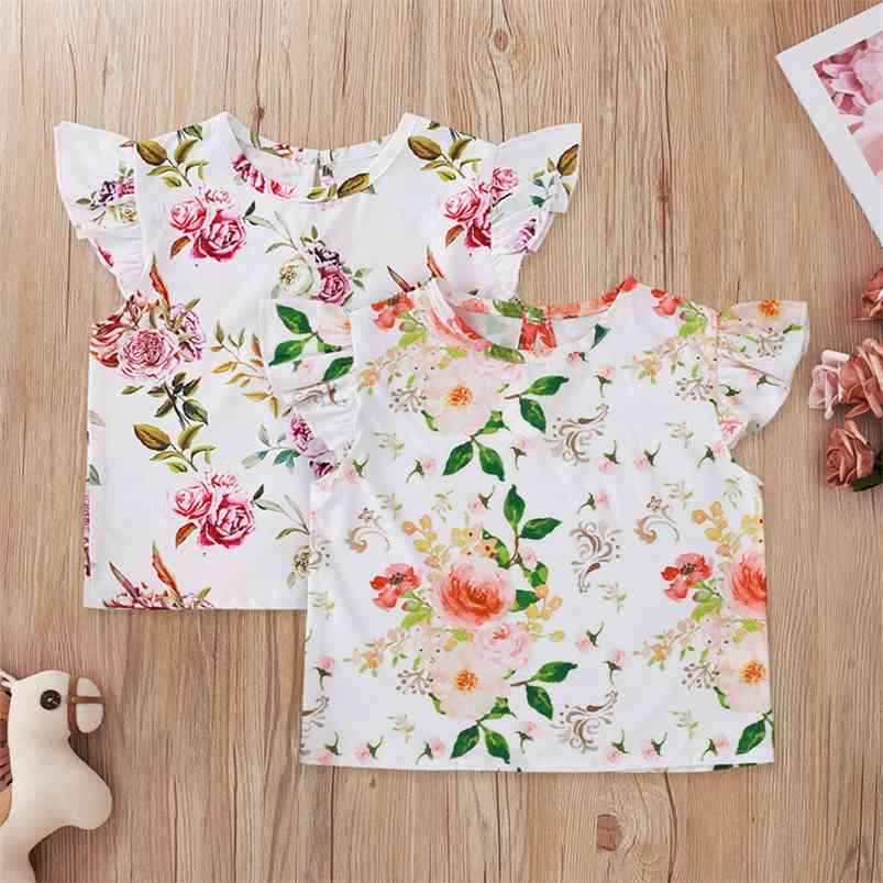 

Summer Style Children Sleeveless O Neck Print Floral Bodycon Cute Baby Girl Or Boys T-shirt 1-8T 210629, Purple