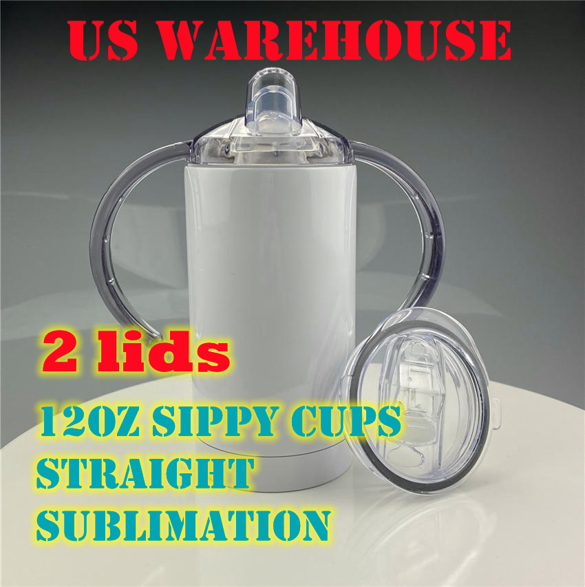 

US WAREHOUSE 12oz Straight Sippy Cups blank Sublimation tumblers With 2 Lids Baby Water Bottle Double Wall Vacuum Insulated Kids Drinking Tumbler 1 carton 30pcs, 12oz 2lids straight sippy cups