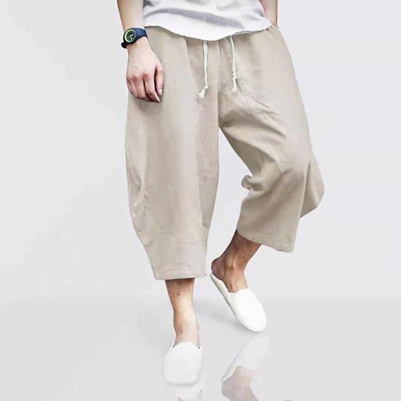 

Men's Pants Mens Cotton Linen Casual Calf-length Trousers Summer Loose Fashion Harem Jogger Men Sweatpants 3xl, Black