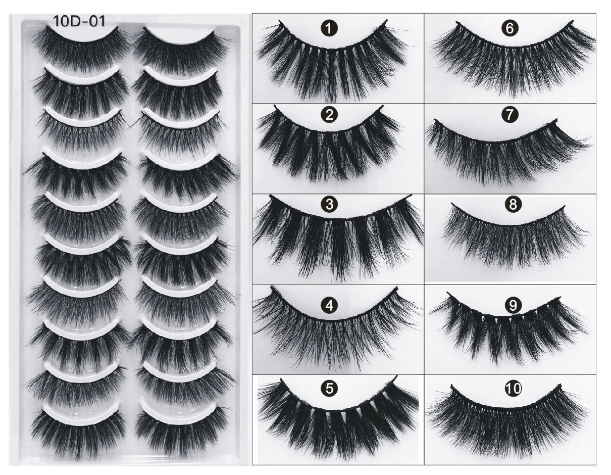 

10 Pairs Faux Mink Eyelashes HandMade Makeup 3D Natural False Eyelashes Long Eyelash Extension Fake Lashes