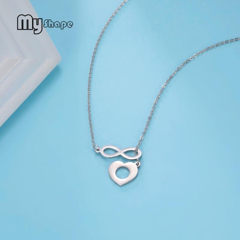 

Chains My Shape Infinity Heart Long Pendant Necklace For Women Girls Stainless Steel Necklaces Choker Fashion Jewelry Anniversary Gift, Silver