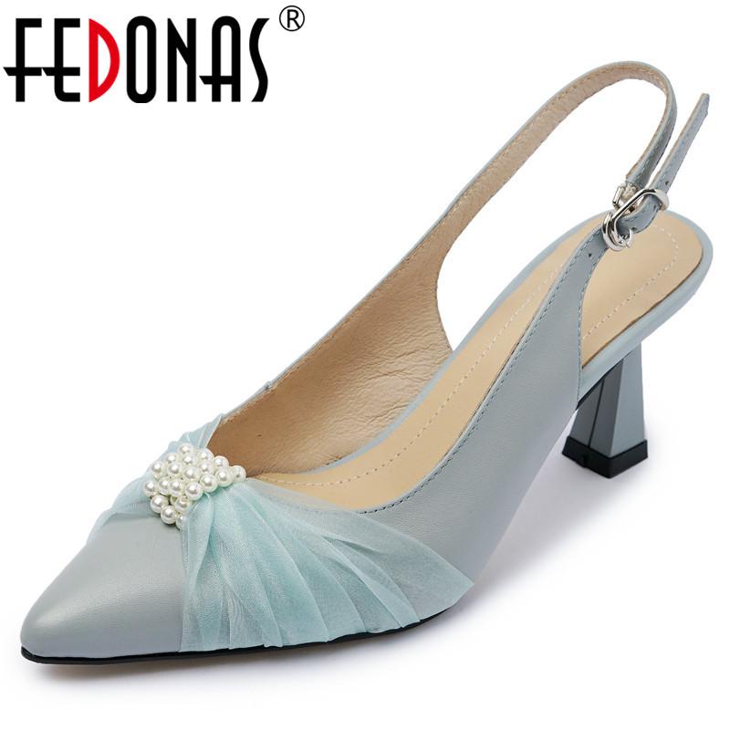 

Pearl Decoration Sandals For Women Elegant High Heels Pumps Summer Wedding Pointed Toe Shoes Woman Dress, Black